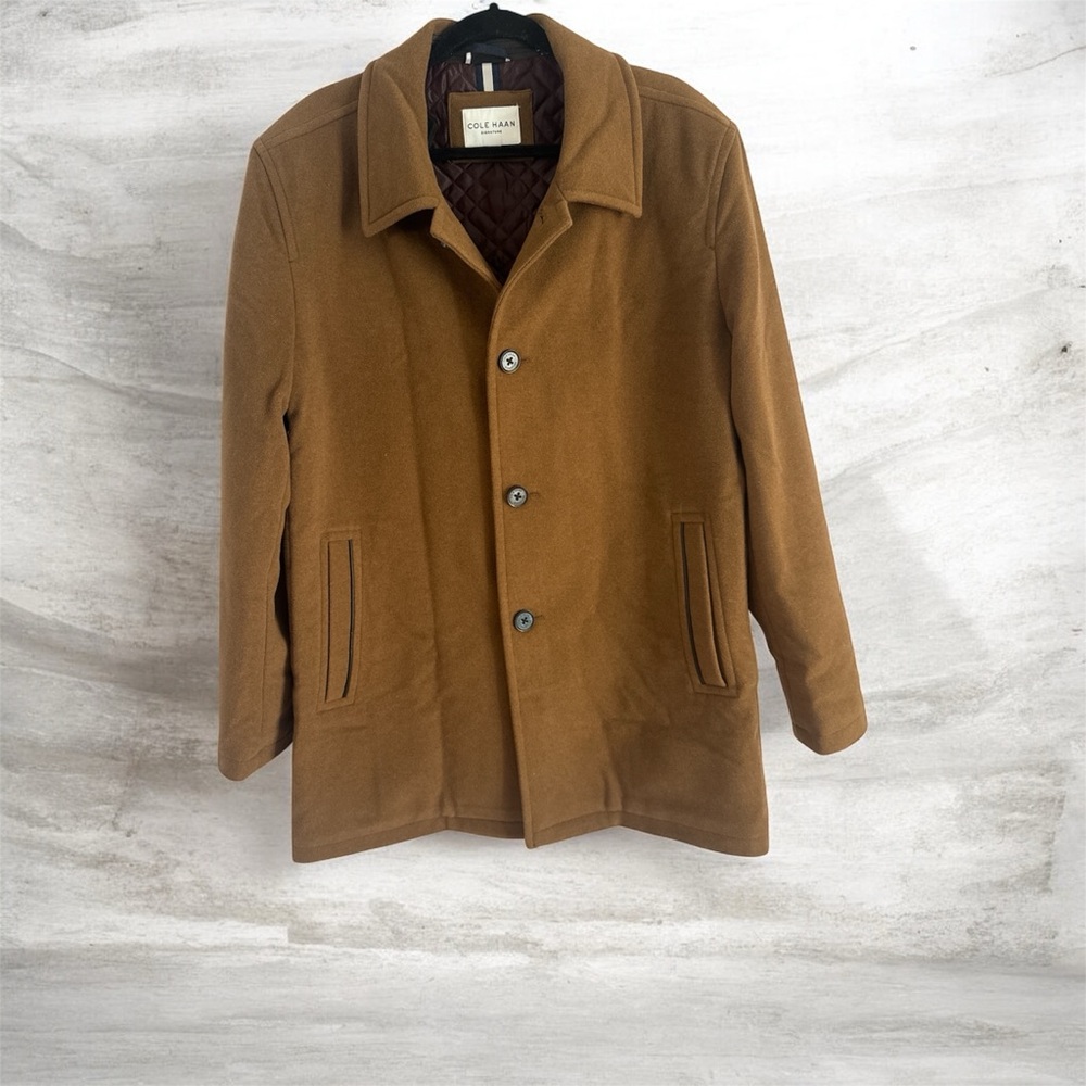 Cole Haan Men's Tan Pea Coat excellent condition won’t last long at this price.